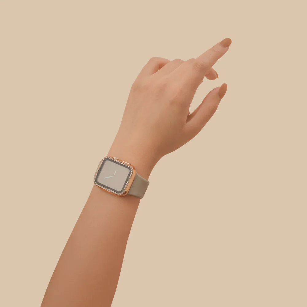 2-in-1 Apple Watch Case & Built-In Screen Protector  - Rose Gold Diamante - Image 3