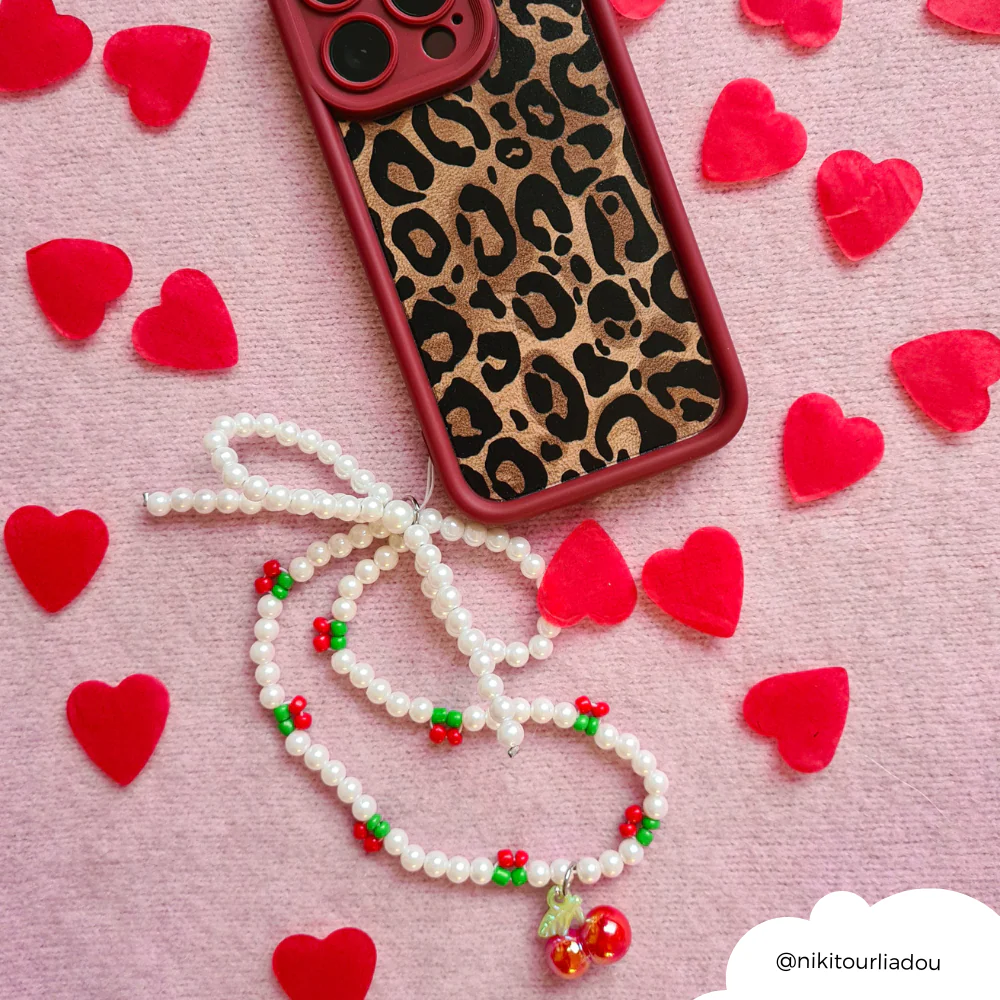 Beaded Phone Strap - Cherry Pearl - Image 4