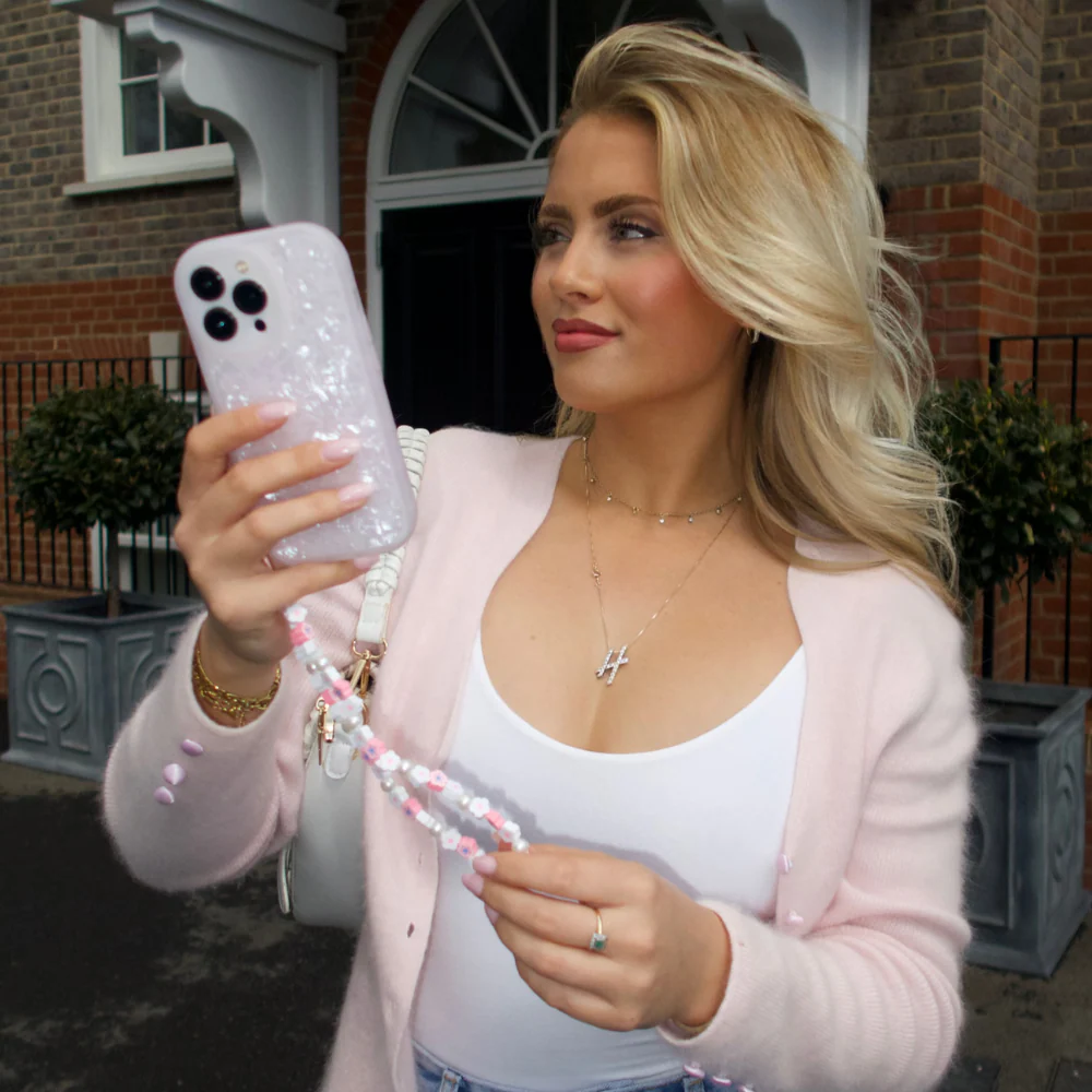 Beaded Phone Strap - Flowers & Pearls - Image 3