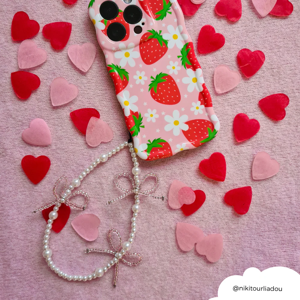 Beaded Phone Strap - Mini Cute Pearl Bows - Image 10