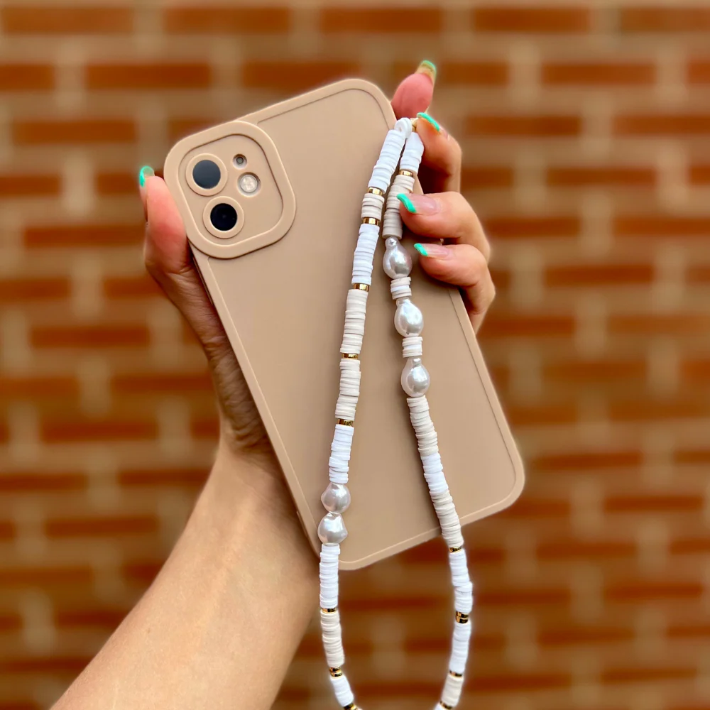 Beaded Phone Strap - Nude & Pearl - Image 5
