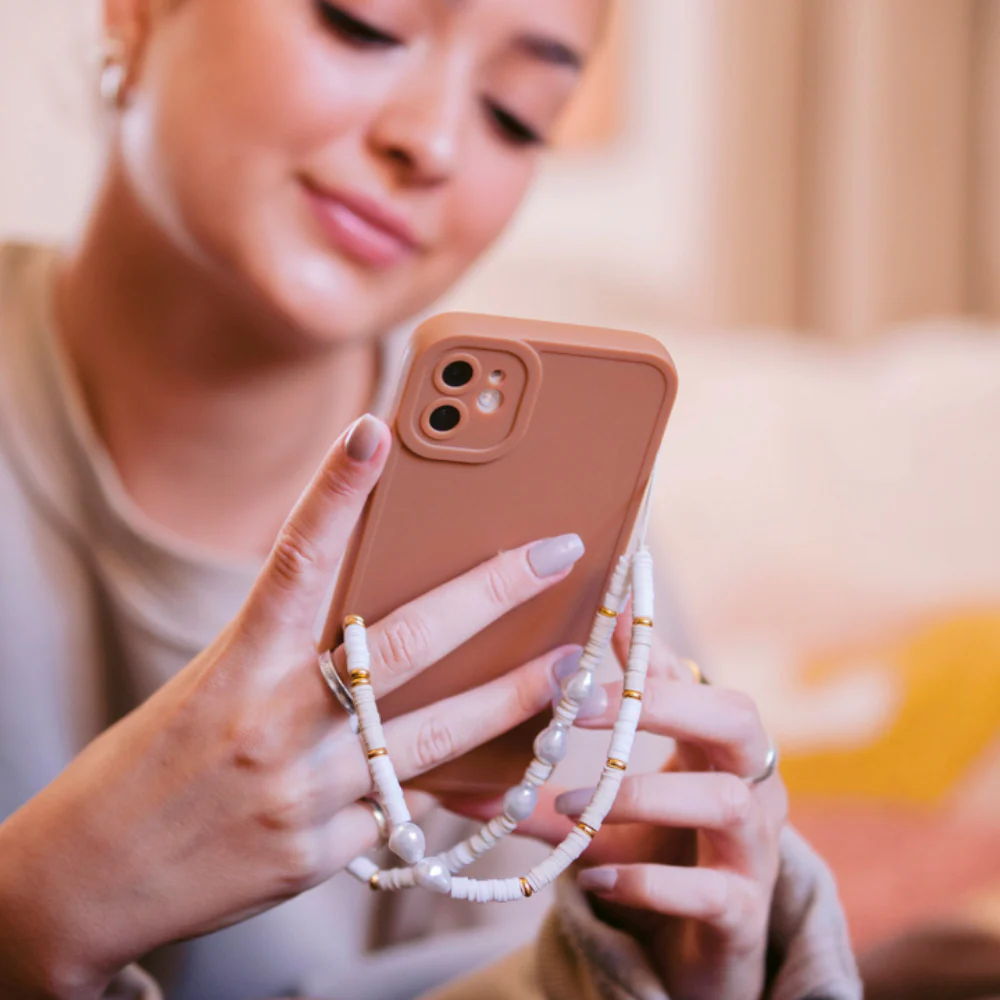 Beaded Phone Strap - Nude & Pearl - Image 6