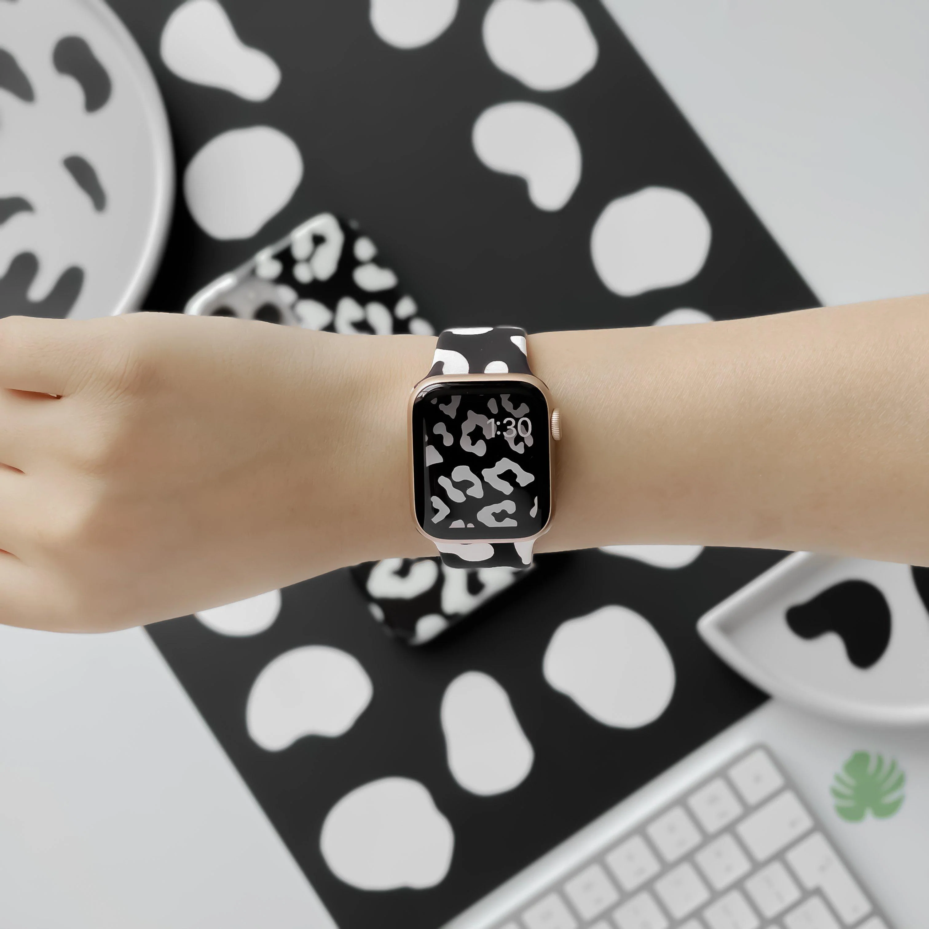 Black Leopard Apple Watch Strap - Image 4