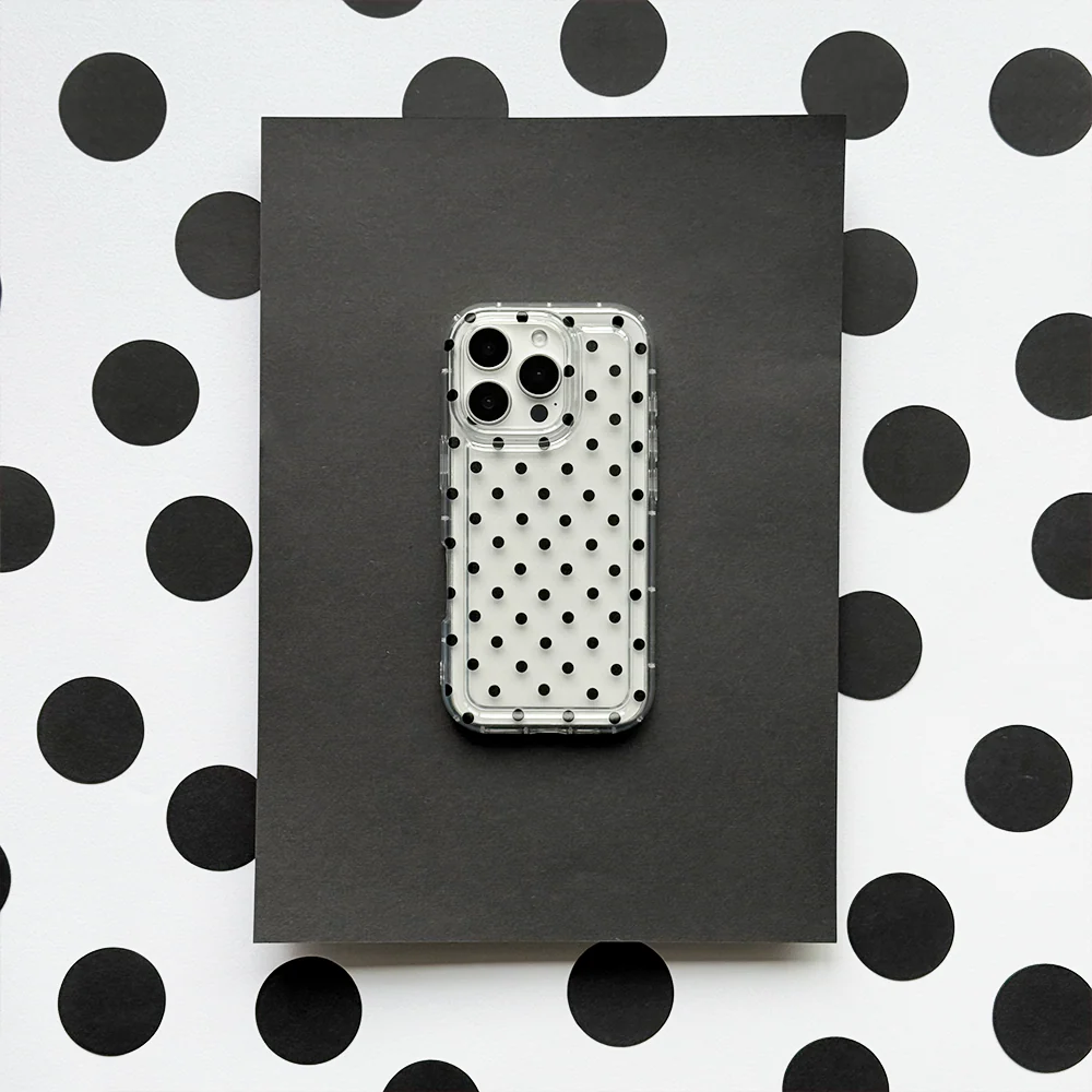 Clear Phone Case - Black Polka Dot - Image 3