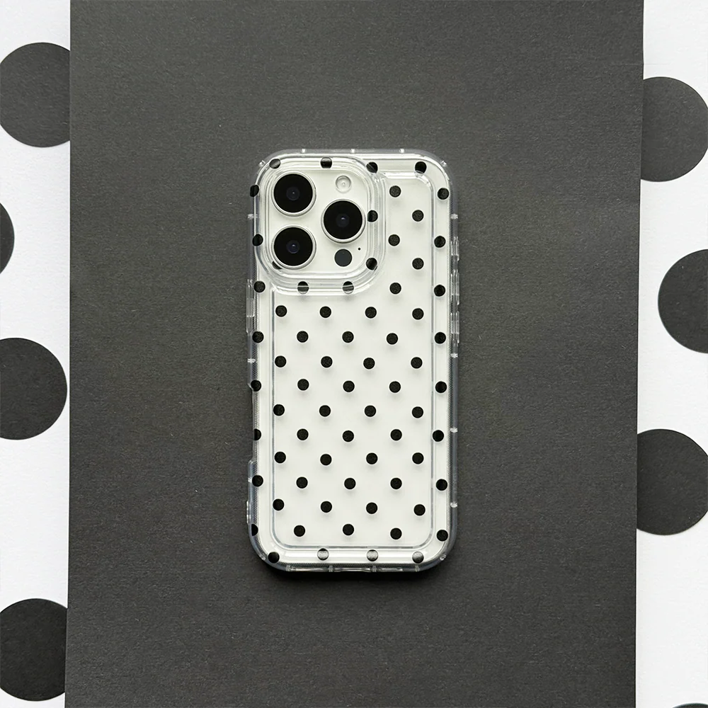 Clear Phone Case - Black Polka Dot - Image 4
