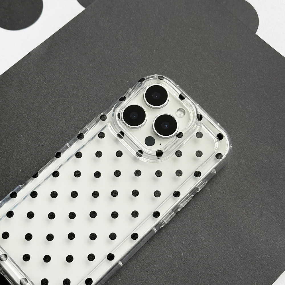 Clear Phone Case - Black Polka Dot - Image 5