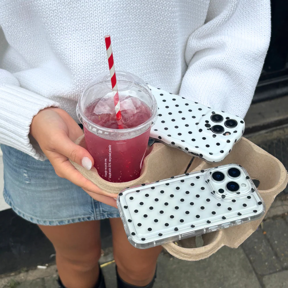Clear Phone Case - Black Polka Dot - Image 6