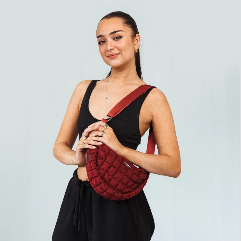 Crossbody Crescent Dog Walking Bag Bundle - Merlot - Image 6