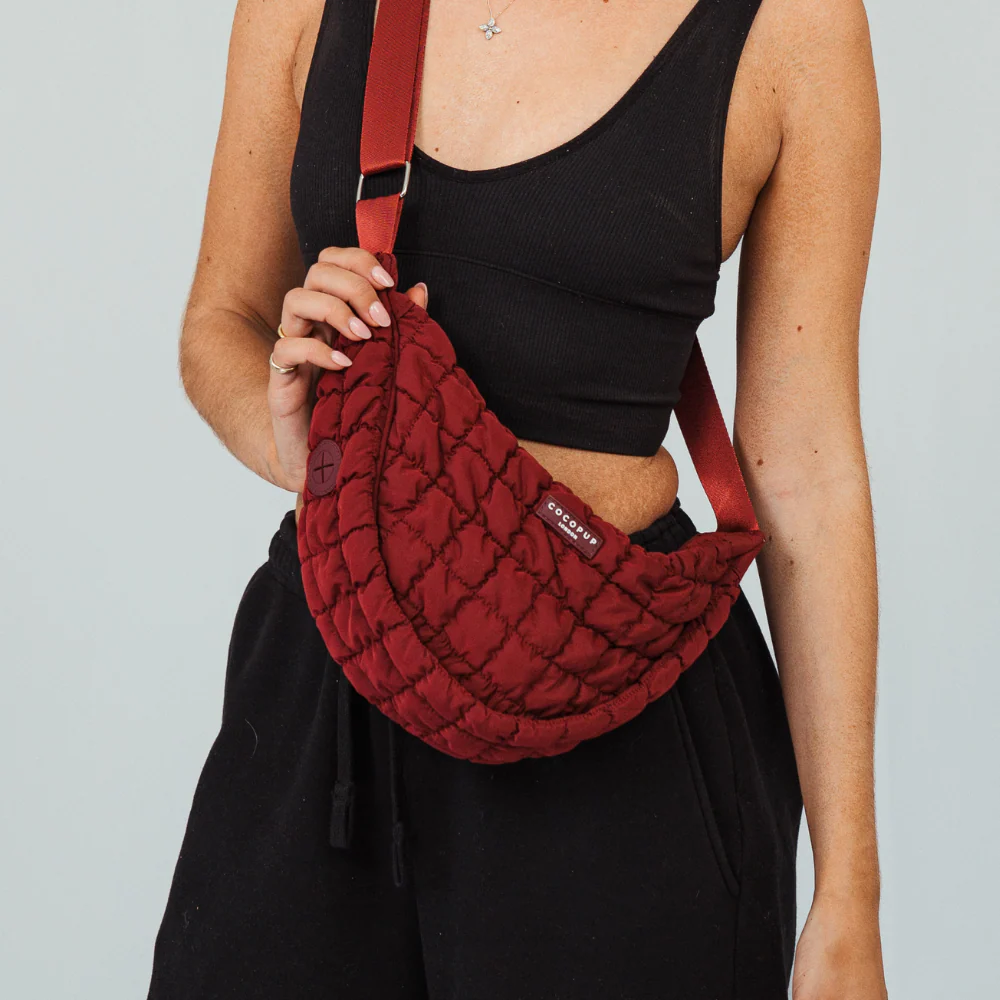 Crossbody Crescent Dog Walking Bag Bundle - Merlot - Image 7