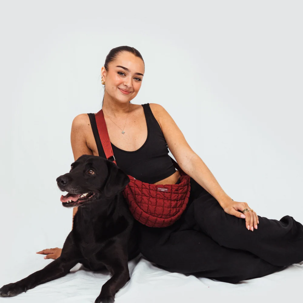 Crossbody Crescent Dog Walking Bag Bundle - Merlot - Image 9