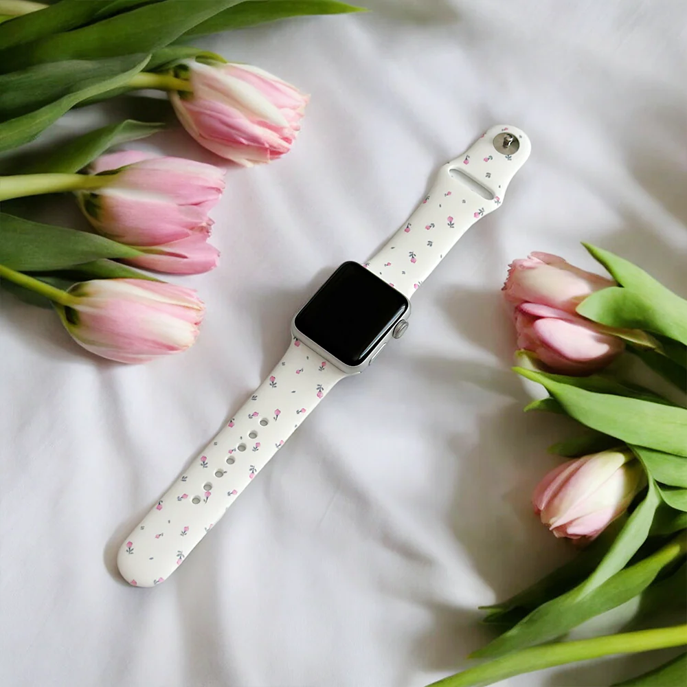 Ditsy Floral White Apple Watch Strap - Image 10