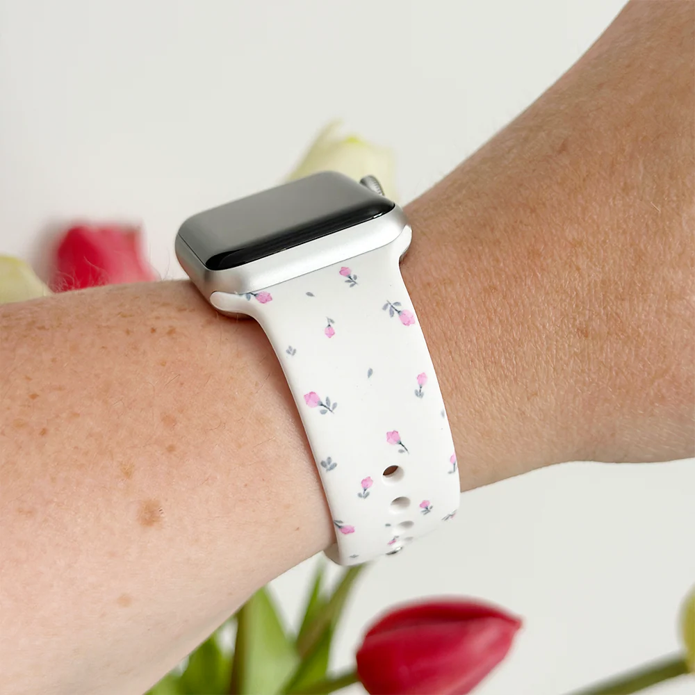 Ditsy Floral White Apple Watch Strap - Image 13
