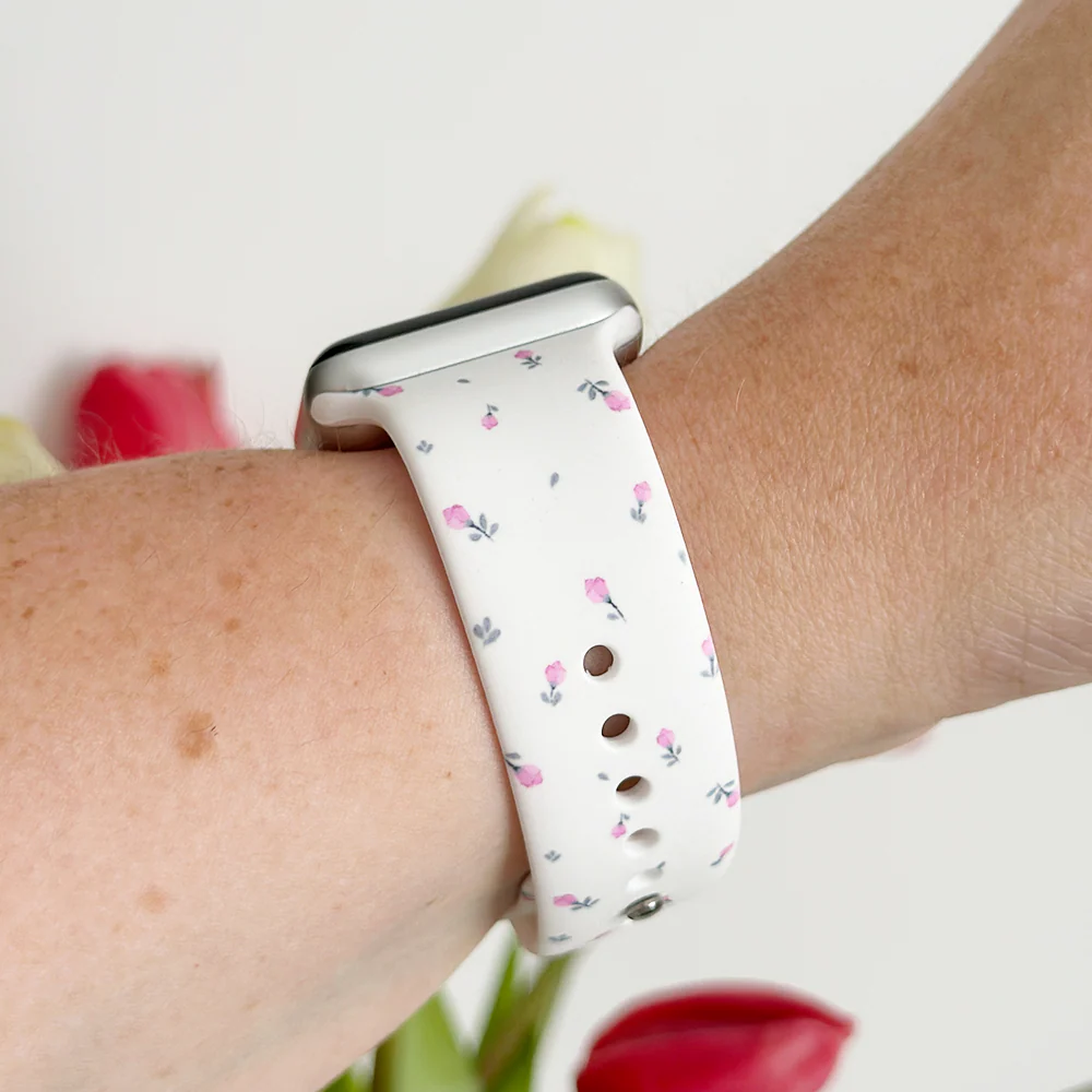 Ditsy Floral White Apple Watch Strap - Image 14