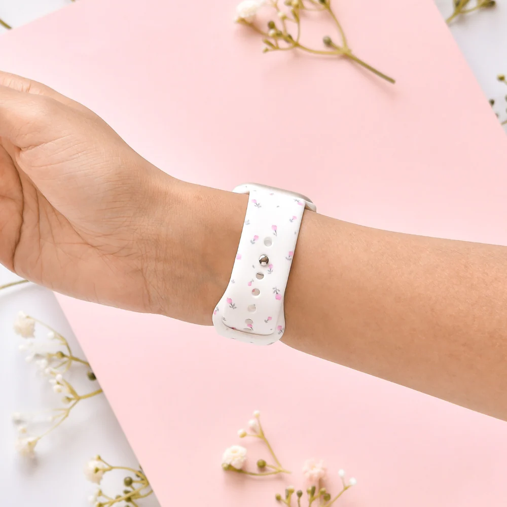 Ditsy Floral White Apple Watch Strap - Image 3