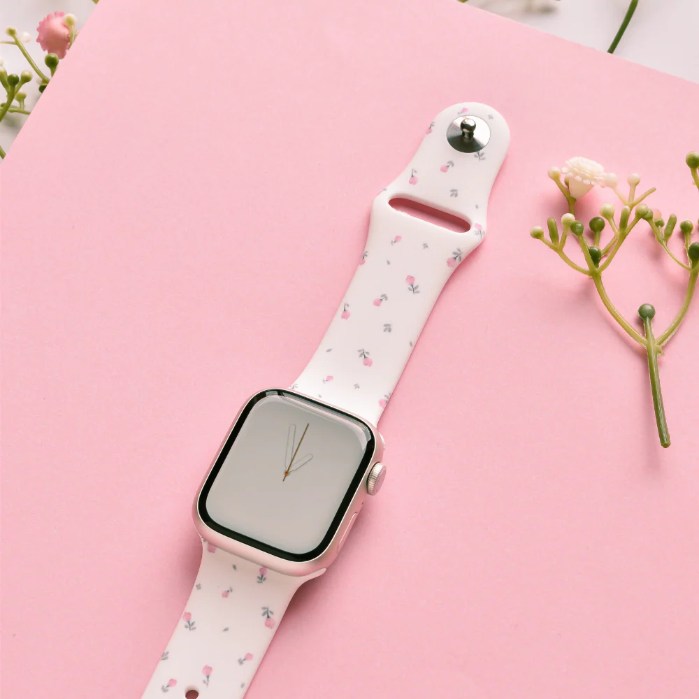 Ditsy Floral White Apple Watch Strap - Image 4