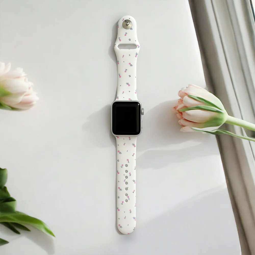 Ditsy Floral White Apple Watch Strap - Image 7
