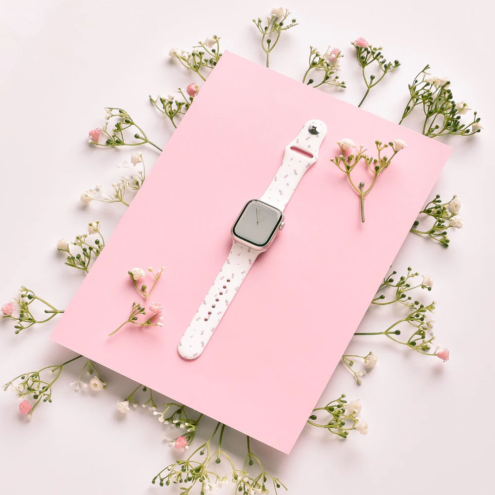 Ditsy Floral White Apple Watch Strap - Image 9