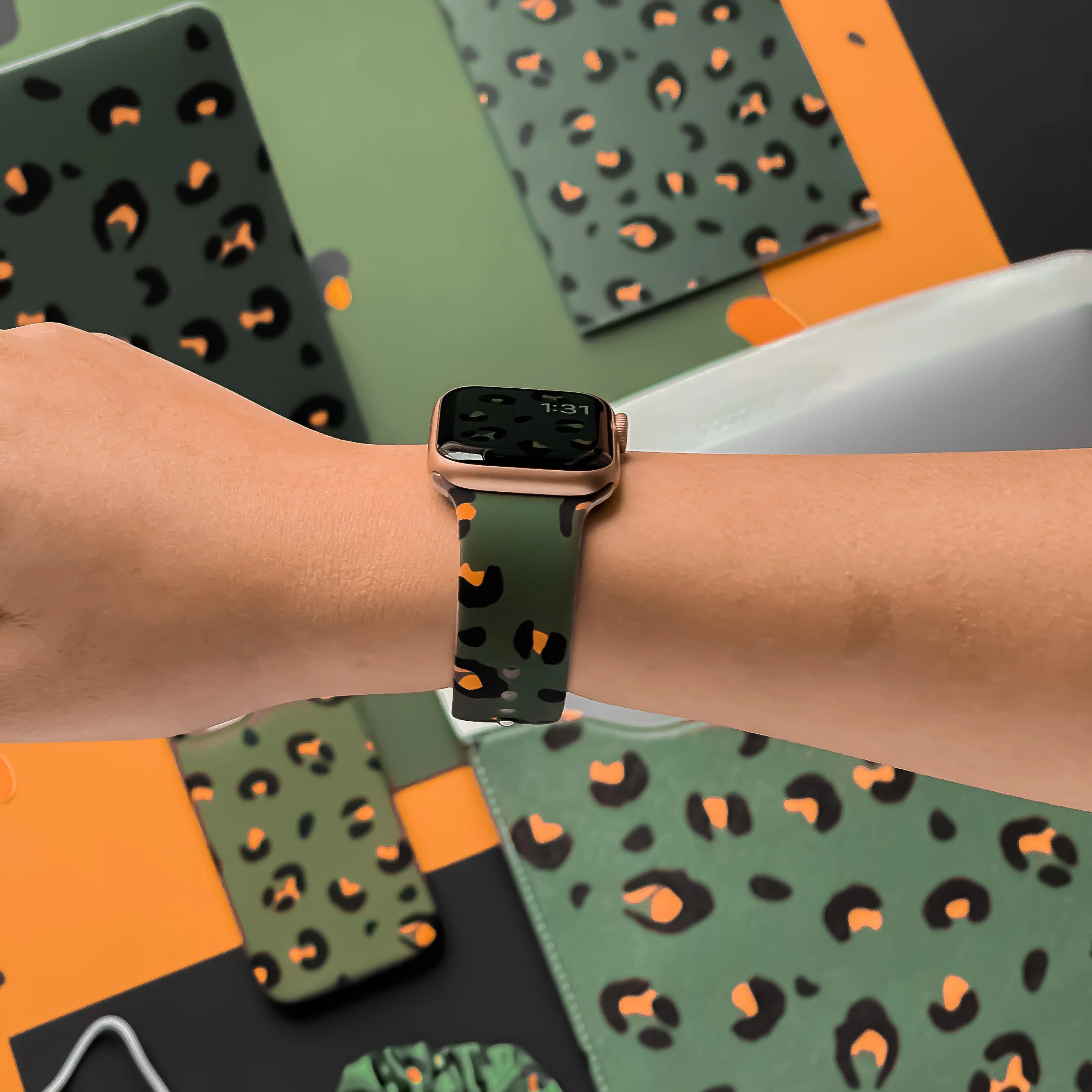 Khaki Leopard Apple Watch Strap - Image 5