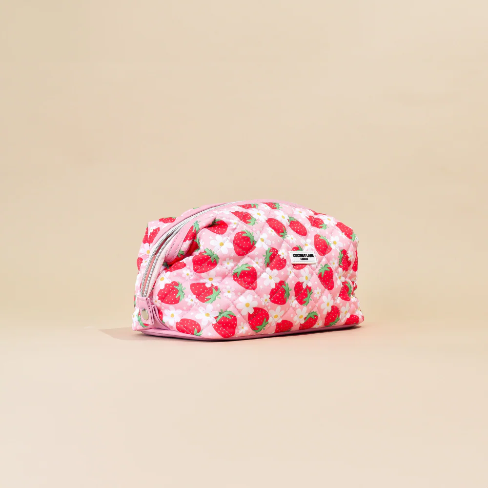 Expandable Makeup Bag - Quilted Berry Cute Strawberry - Image 3