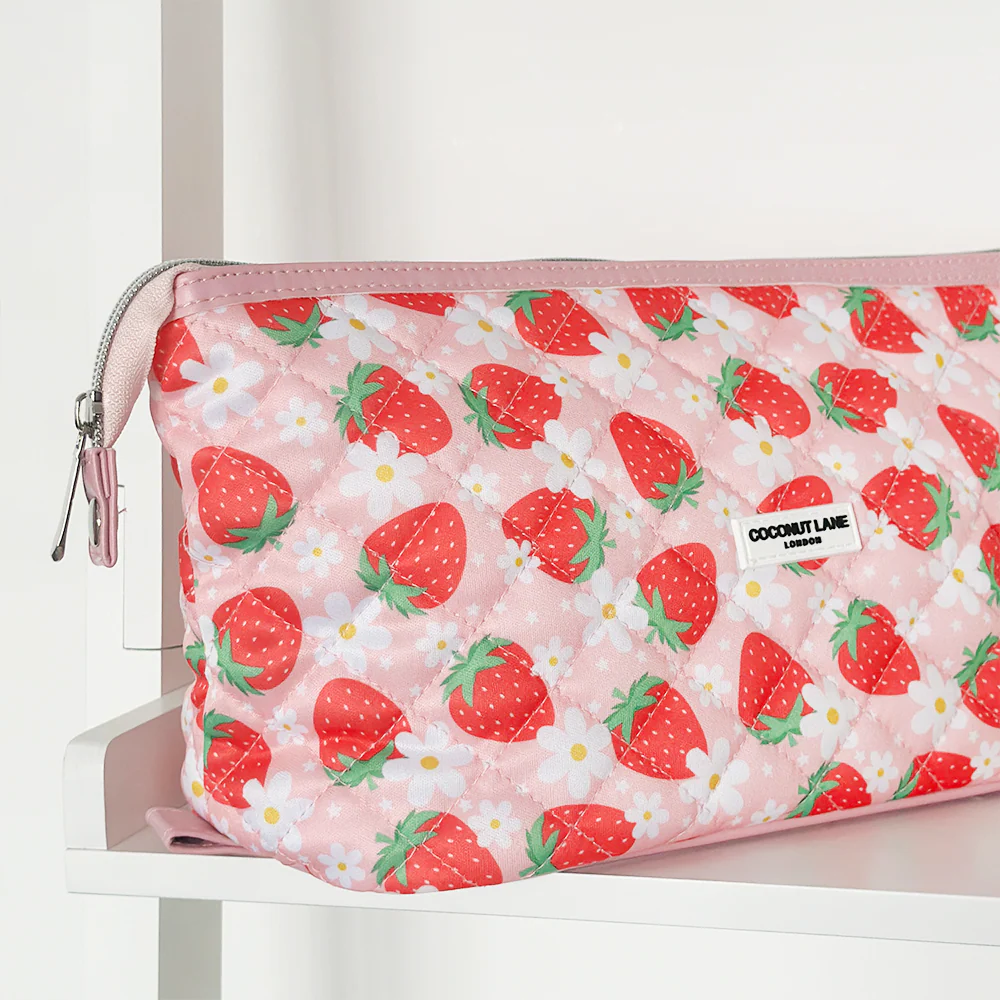 Expandable Makeup Bag - Quilted Berry Cute Strawberry - Image 6