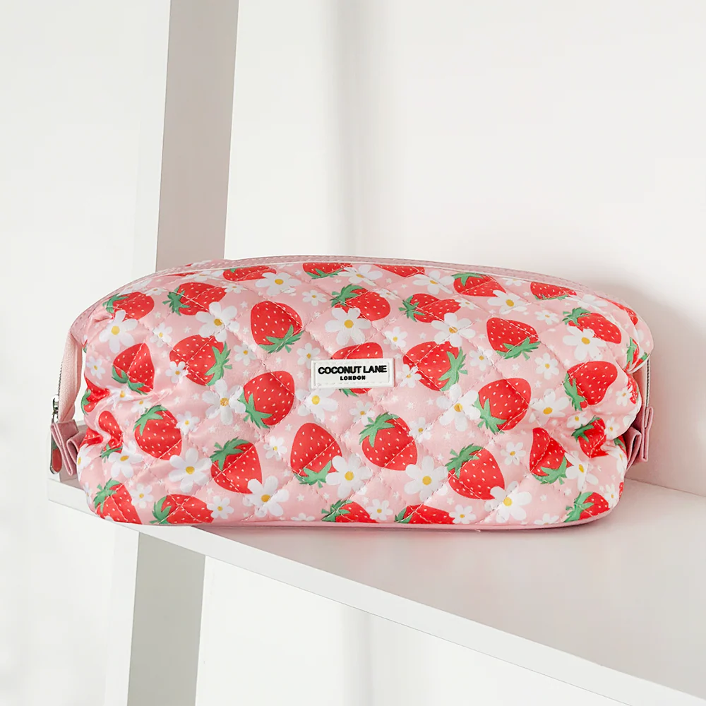 Expandable Makeup Bag - Quilted Berry Cute Strawberry - Image 7