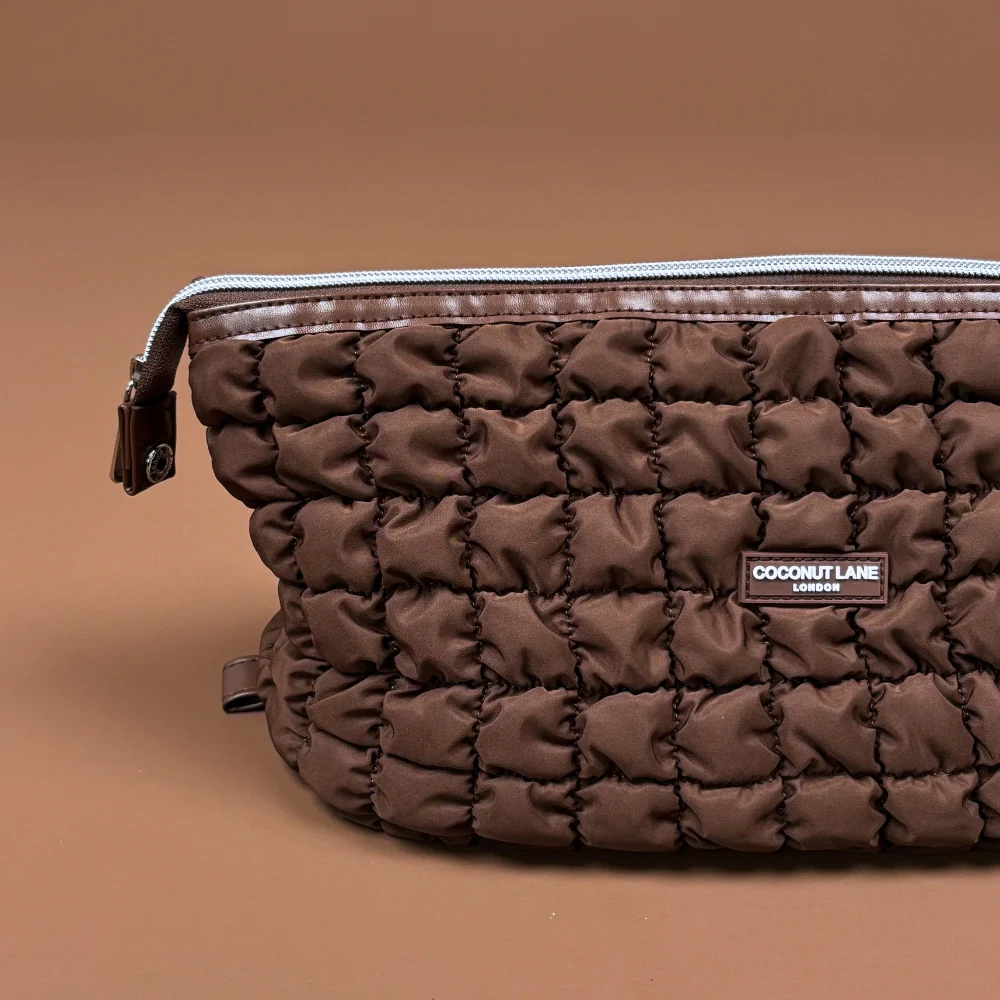 Expandable Makeup Bag - Quilted Chocolate - Image 3