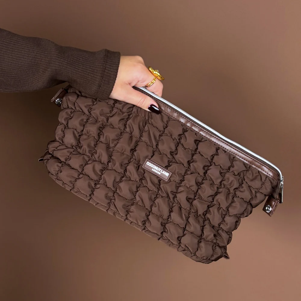 Expandable Makeup Bag - Quilted Chocolate - Image 4