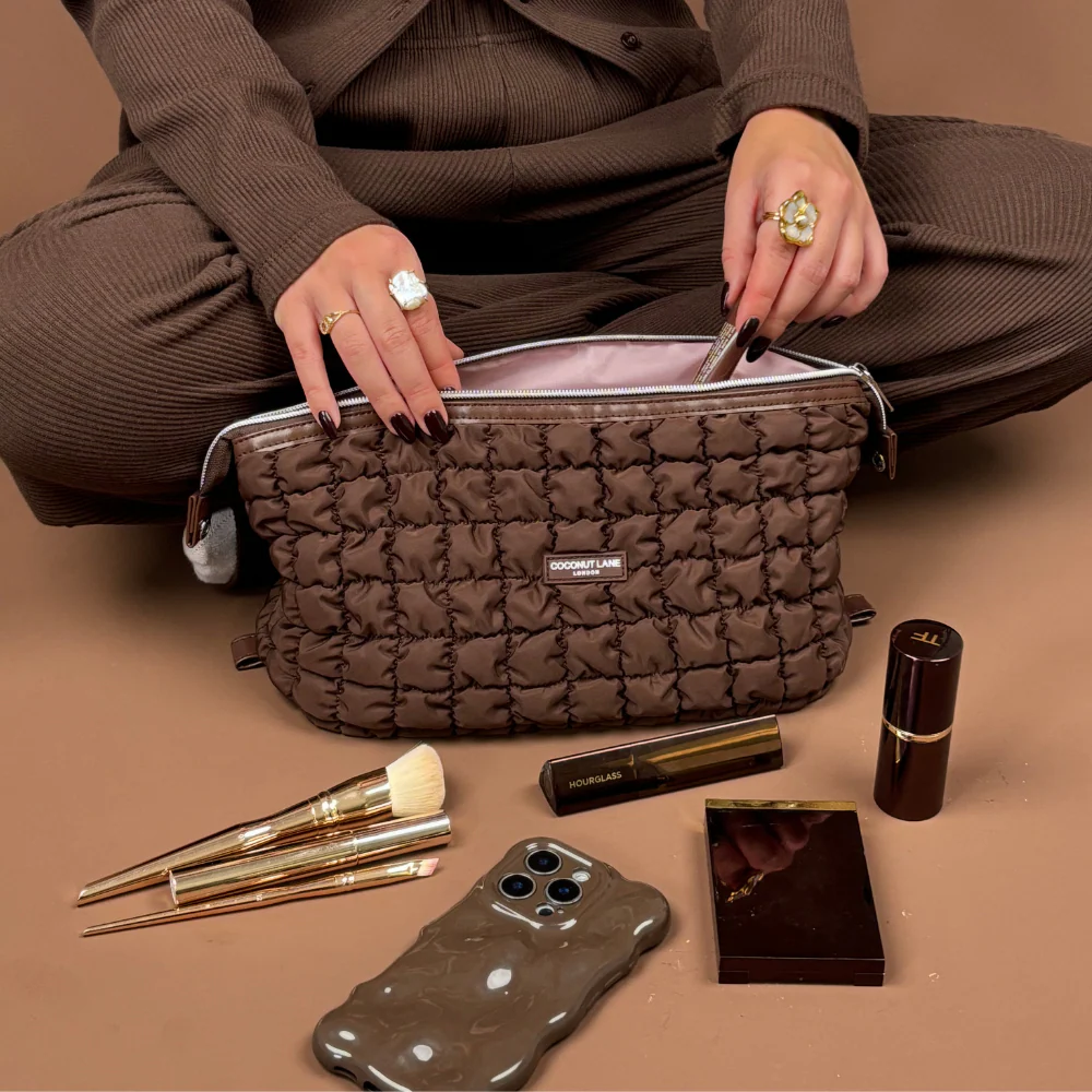 Expandable Makeup Bag - Quilted Chocolate - Image 5