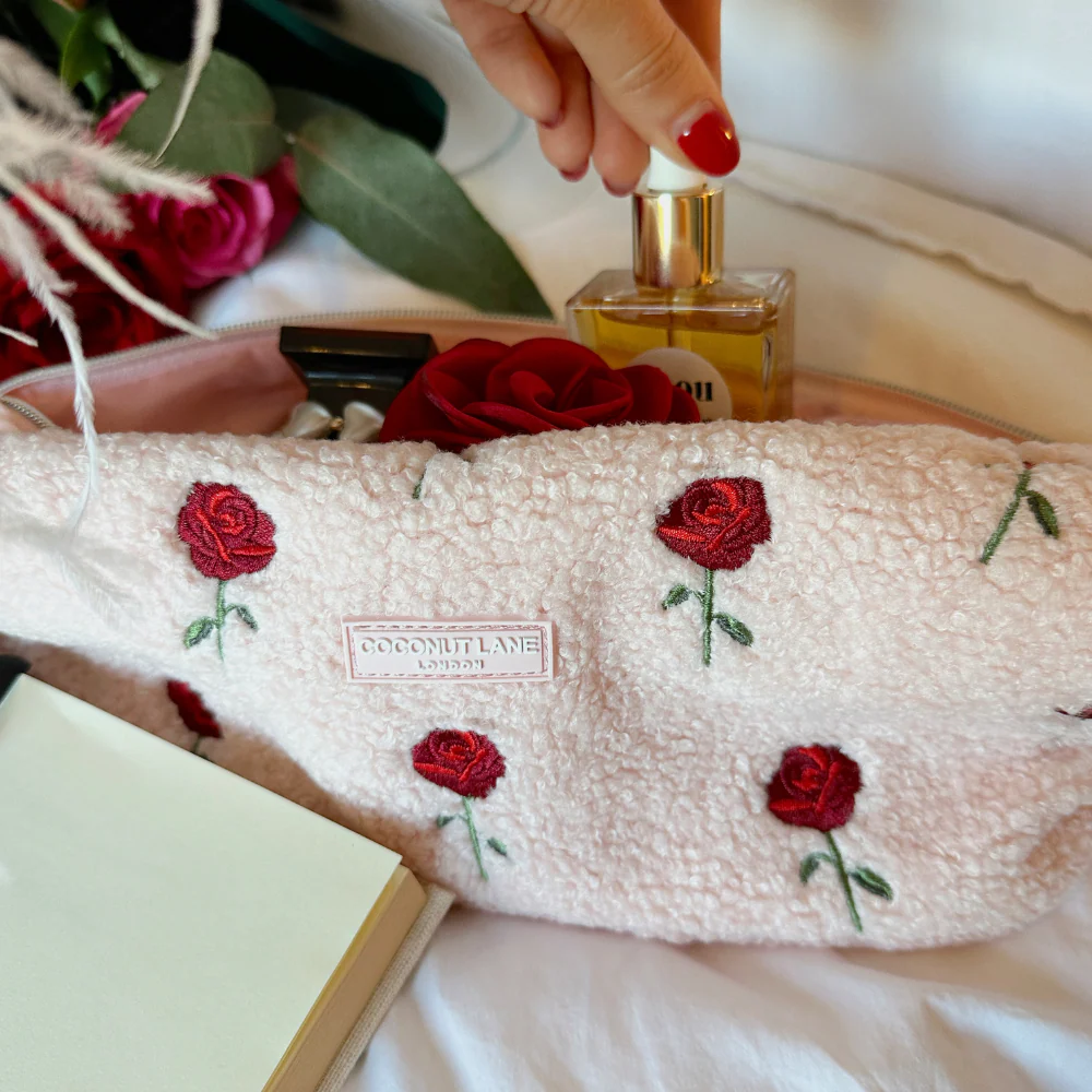 Expandable Makeup Bag - Embroidered Roses Teddy - Image 7