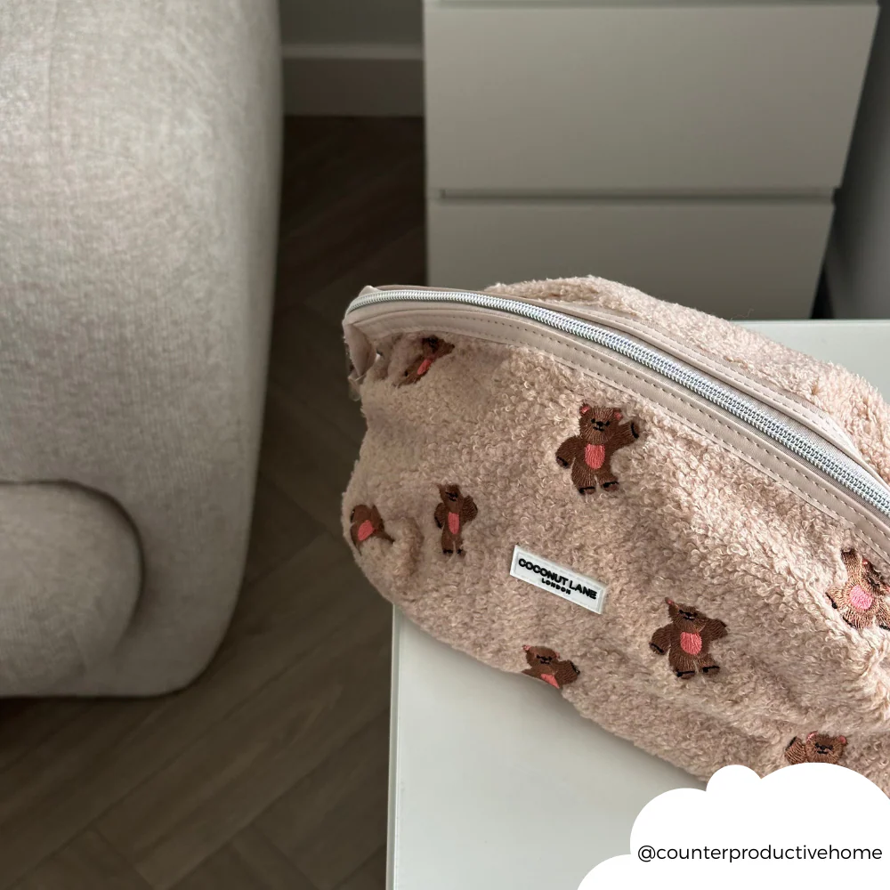 Expandable Makeup Bag - Theo Embroidered Teddy - Image 5