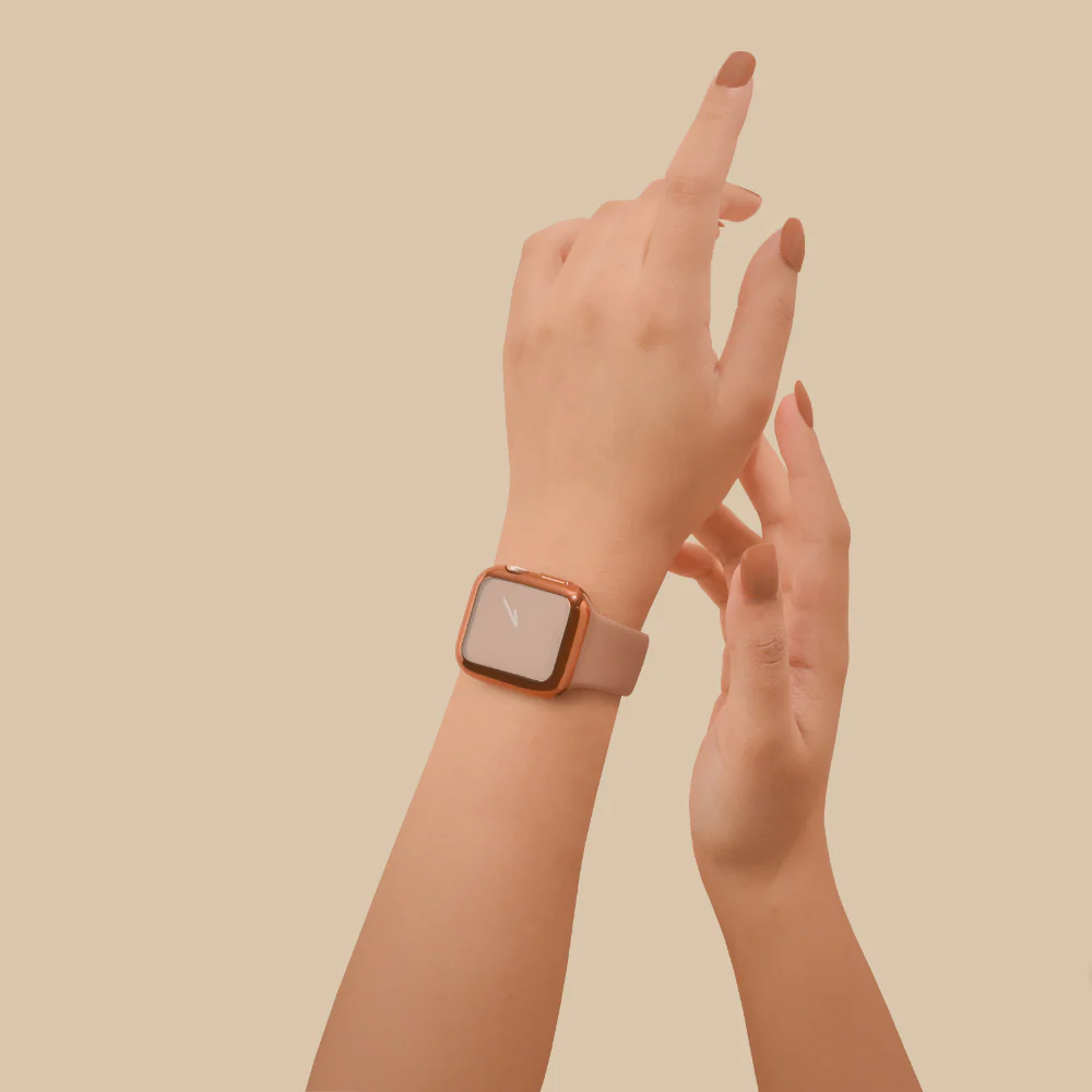 2-in-1 Metallic Apple Watch Case & Built-In Screen Protector - Rose Gold - Image 3