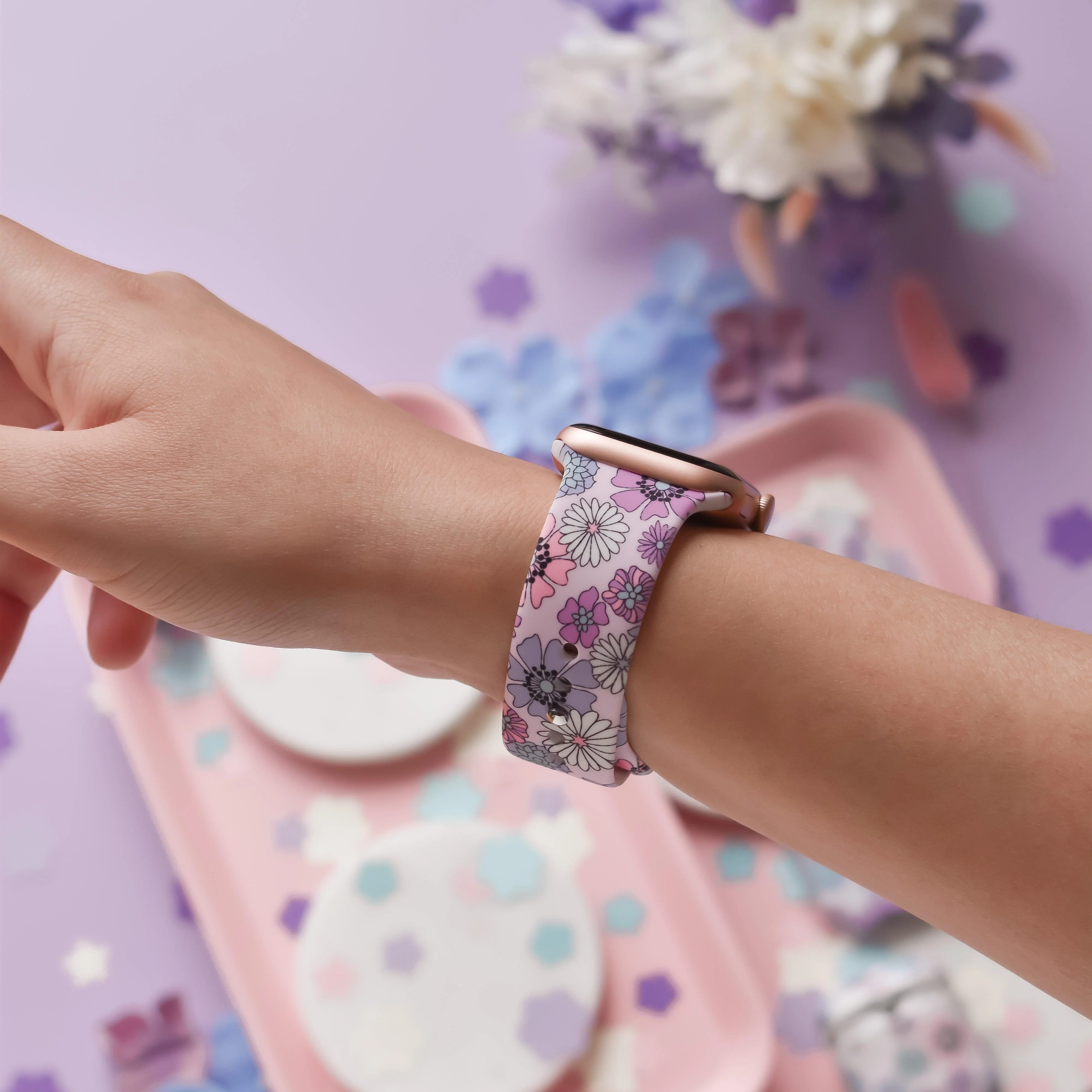 Pastel Flowers Apple Watch Strap - Image 3