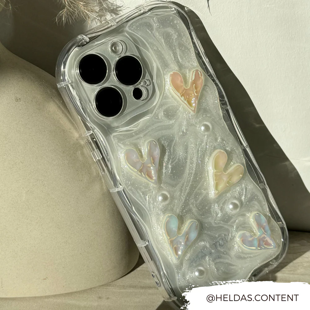Pearly Hearts Phone Case - Clear - Image 11