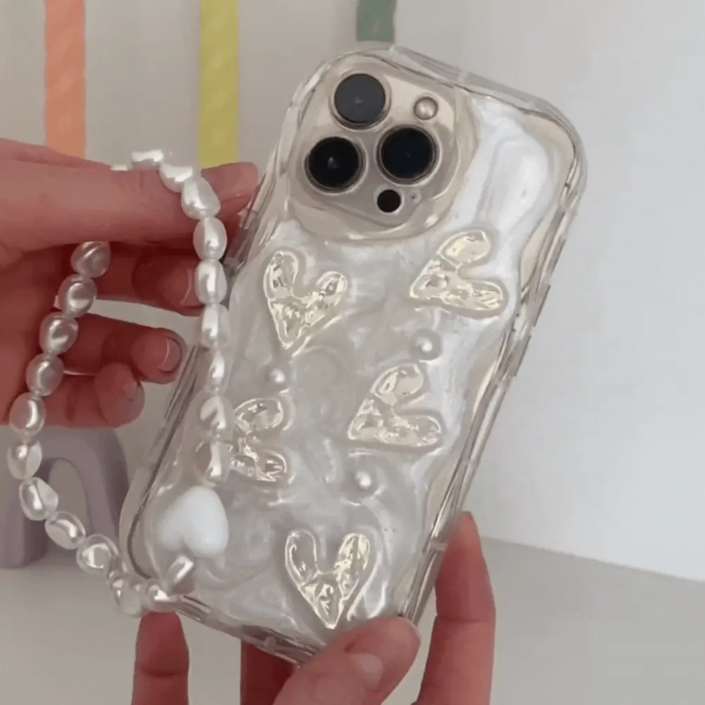 Pearly Hearts Phone Case - Clear - Image 12