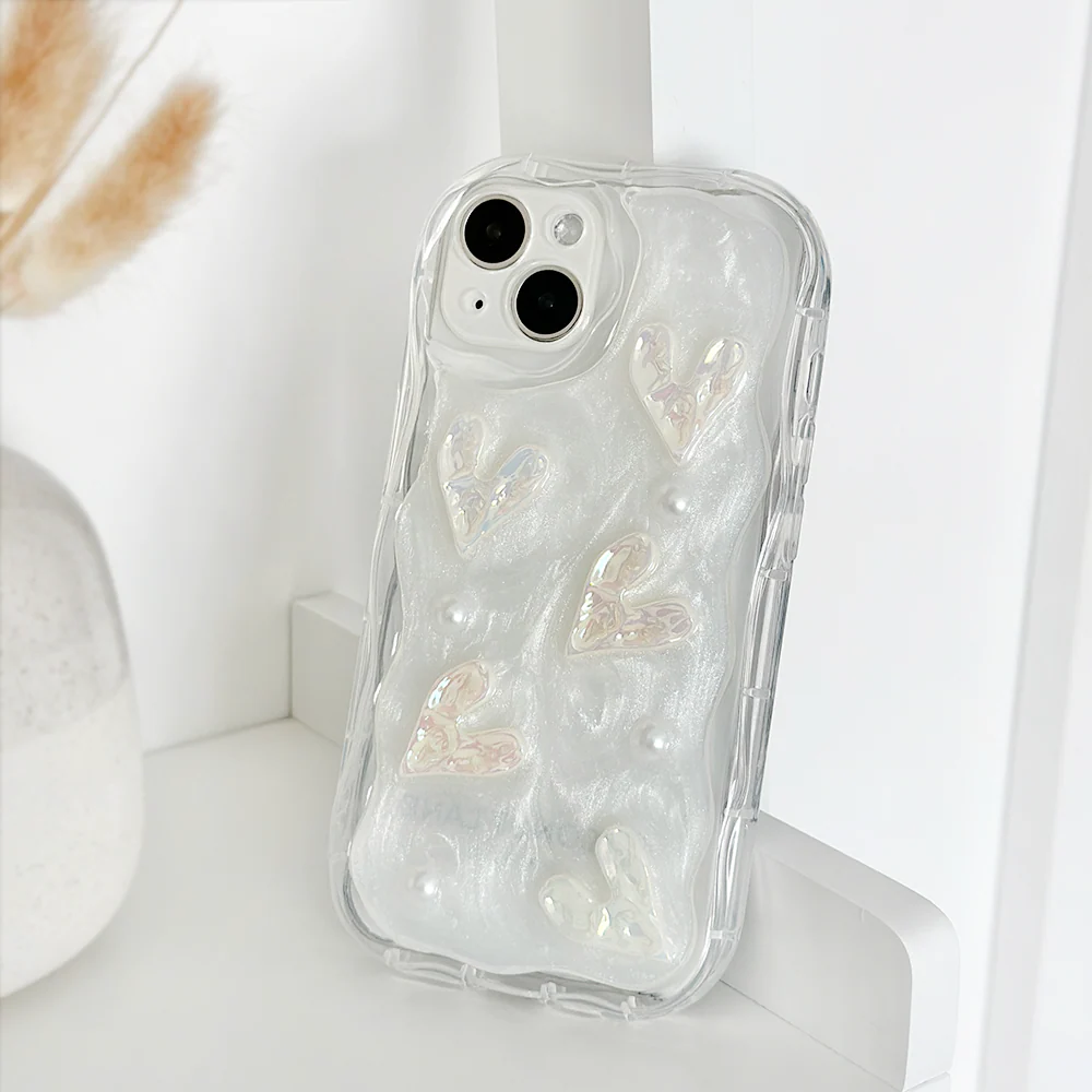 Pearly Hearts Phone Case - Clear - Image 3