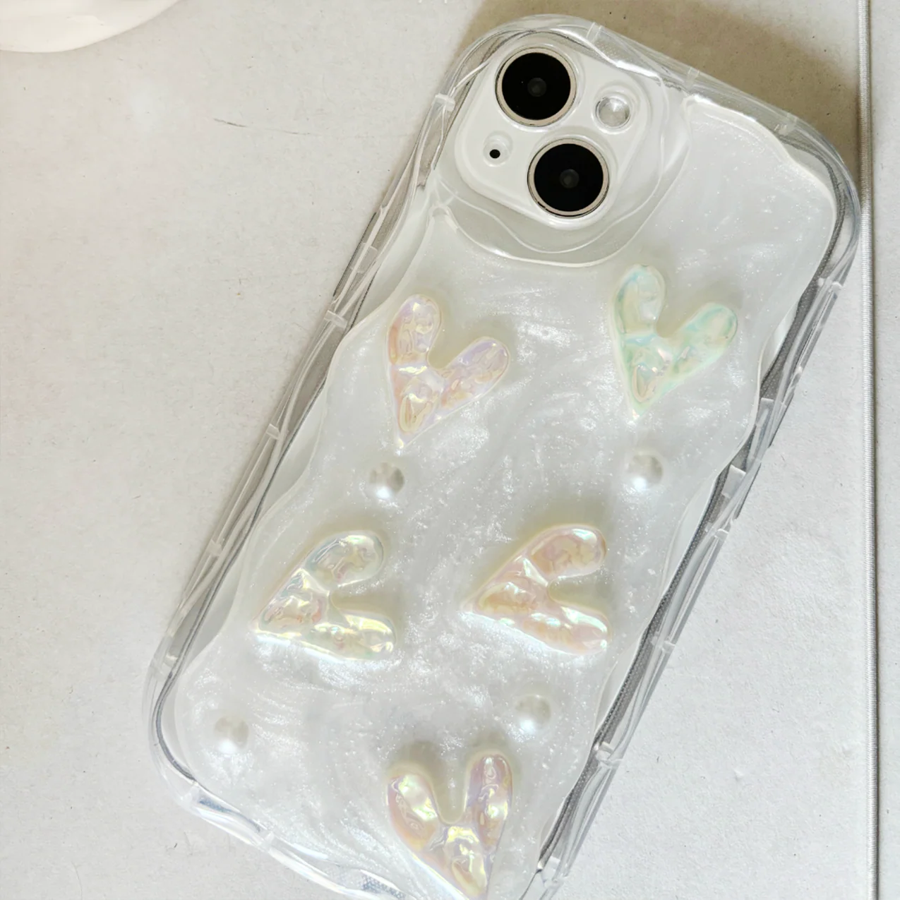 Pearly Hearts Phone Case - Clear - Image 5