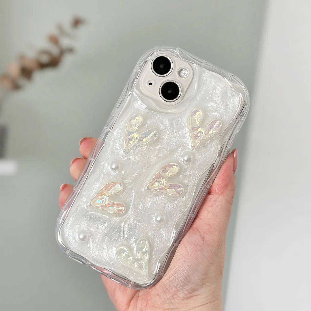 Pearly Hearts Phone Case - Clear - Image 6