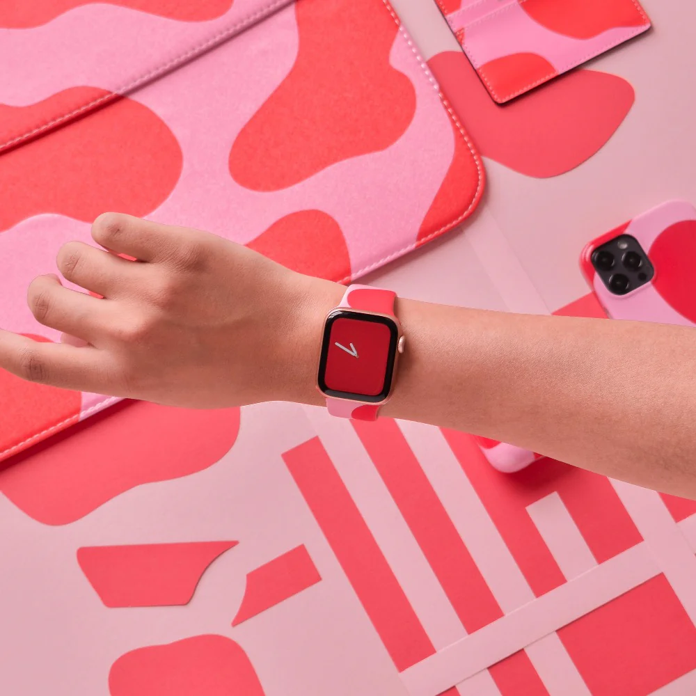 Abstract Pink & Red Apple Watch Strap - Image 3
