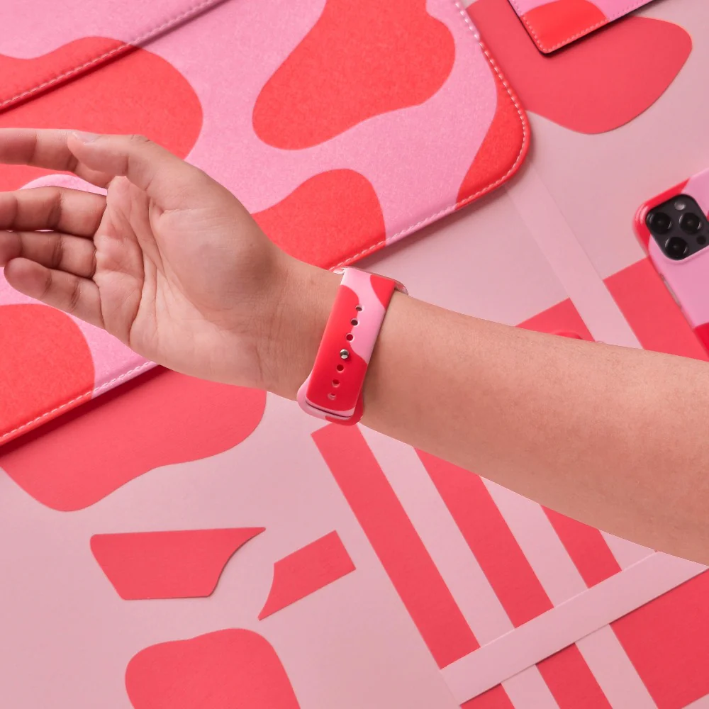 Abstract Pink & Red Apple Watch Strap - Image 5