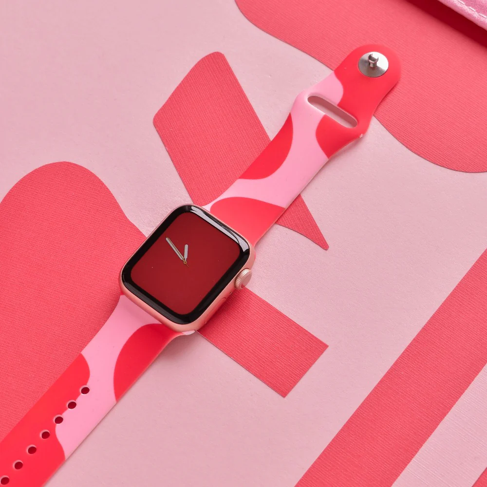 Abstract Pink & Red Apple Watch Strap - Image 6