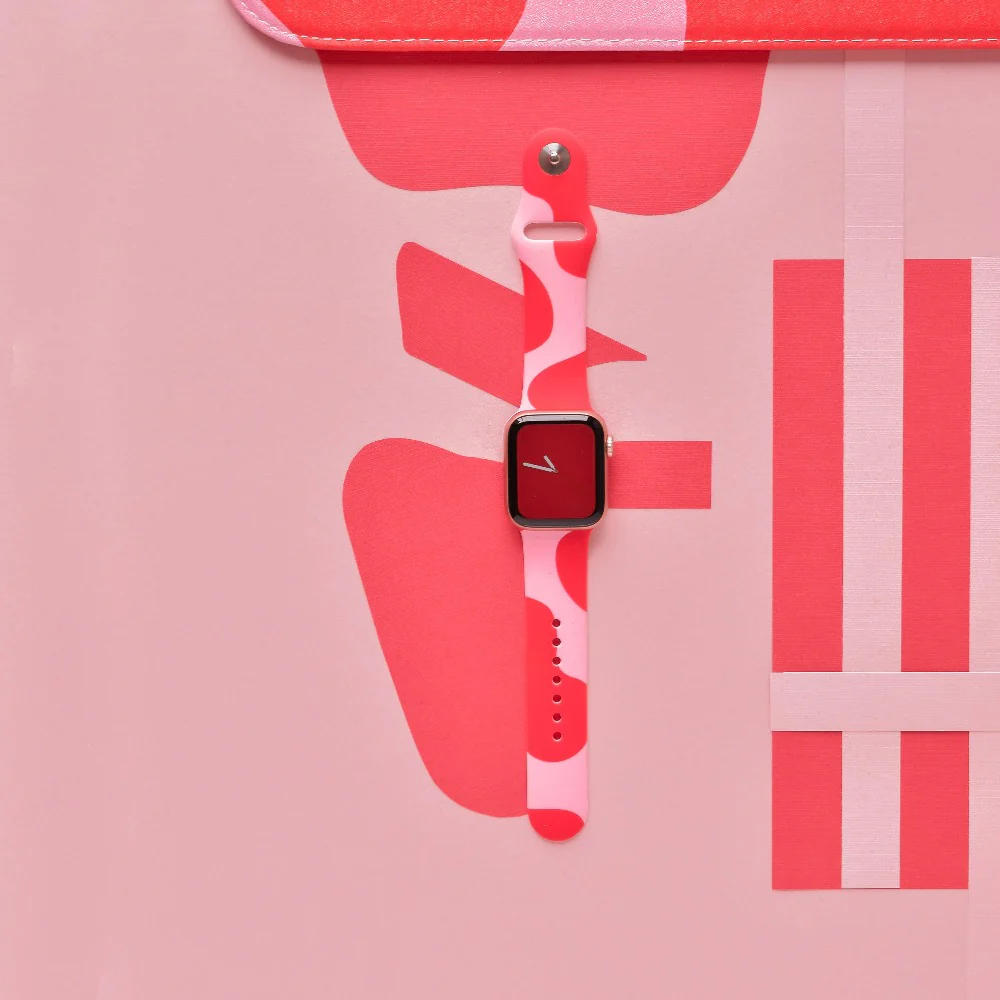 Abstract Pink & Red Apple Watch Strap - Image 7
