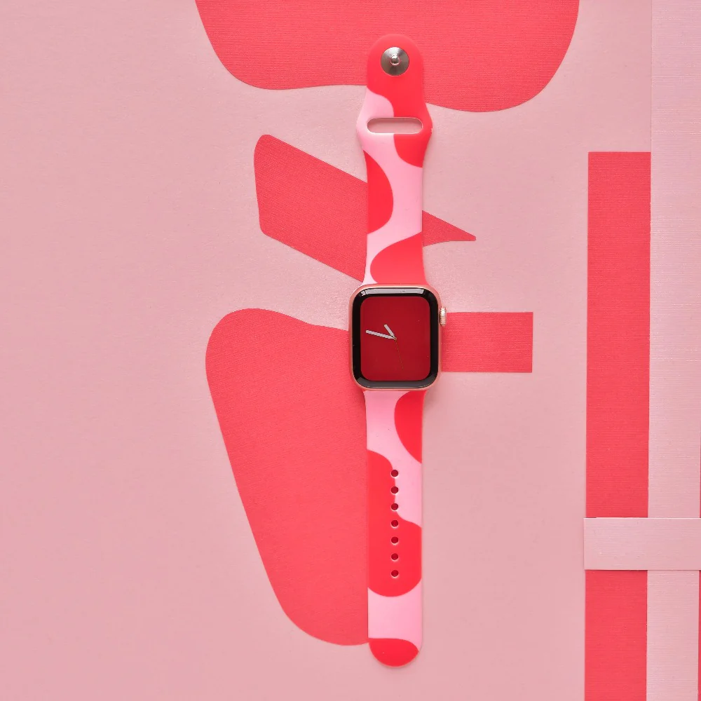 Abstract Pink & Red Apple Watch Strap - Image 8