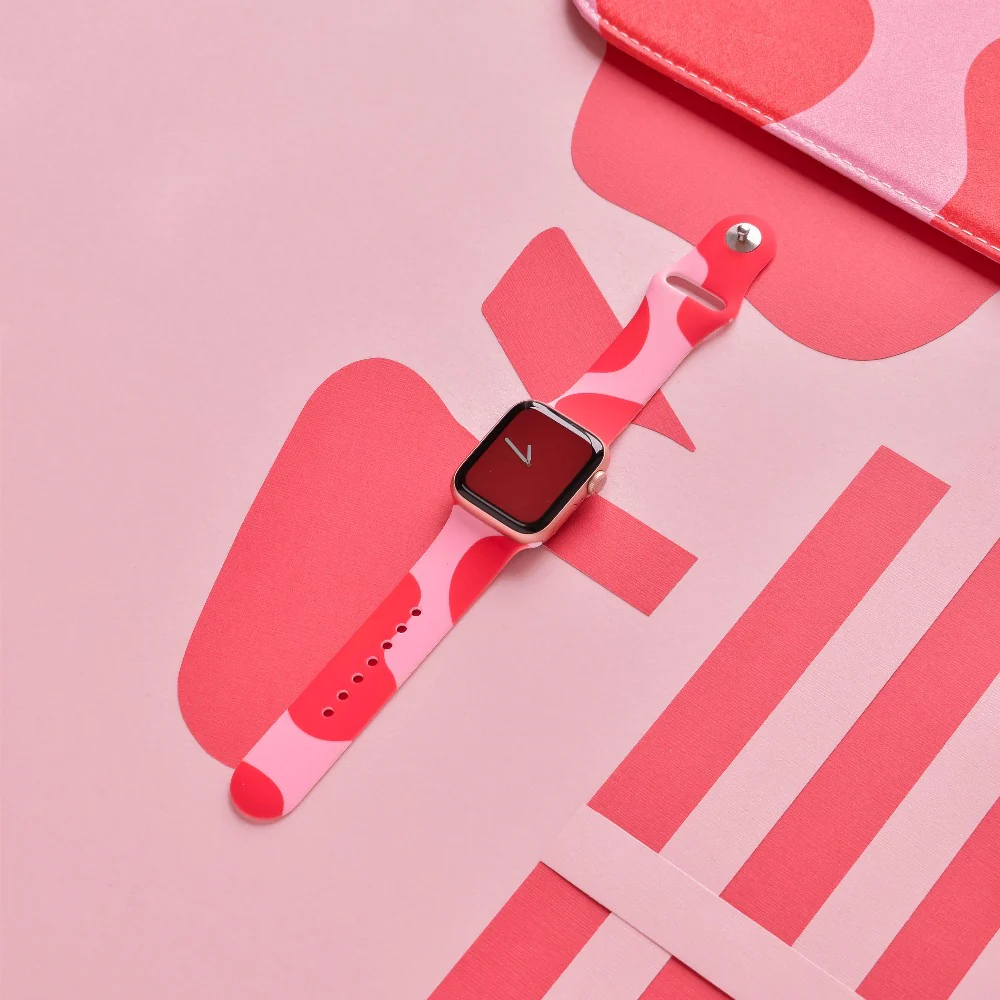 Abstract Pink & Red Apple Watch Strap - Image 9