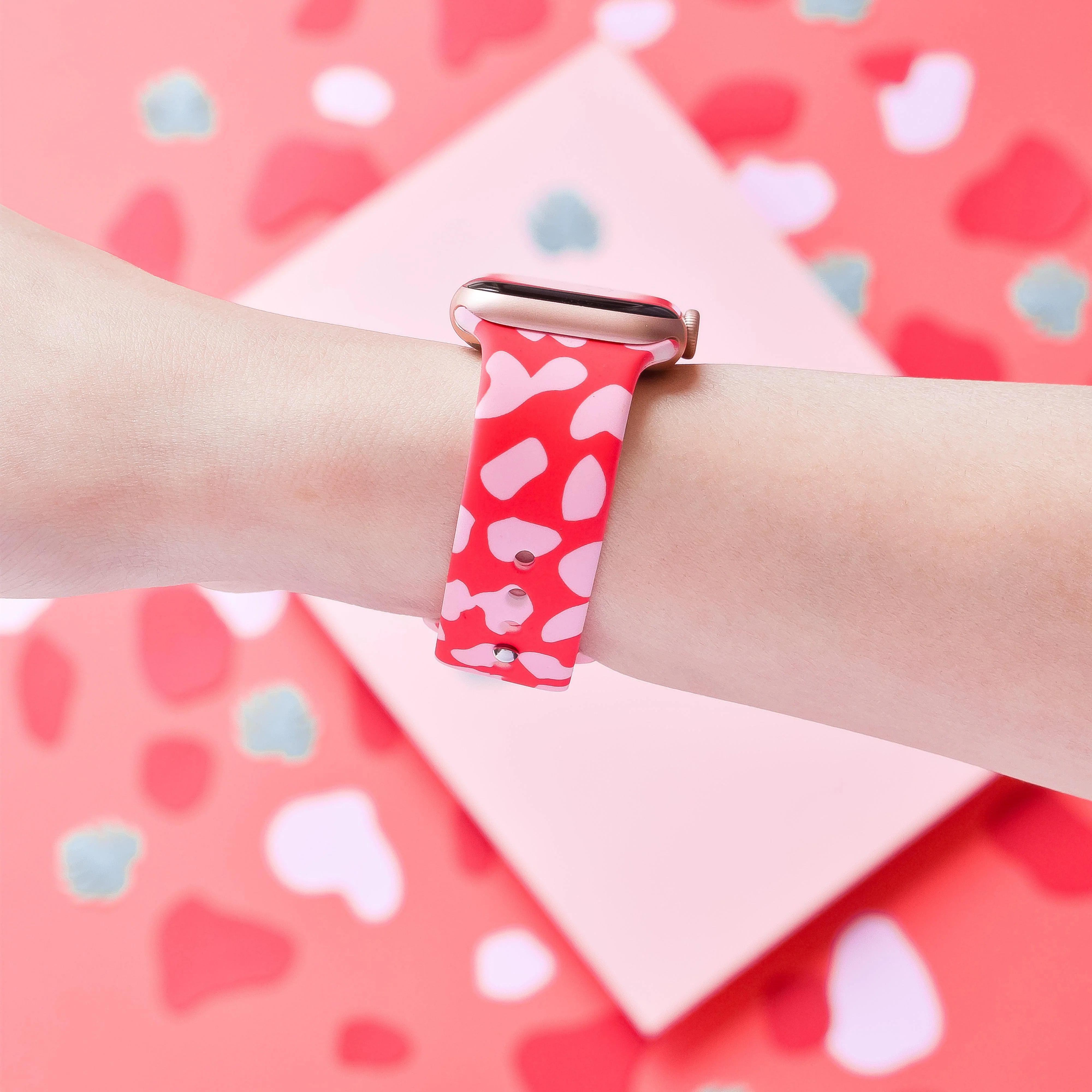 Red & Pink Leopard Apple Watch Strap - Image 3