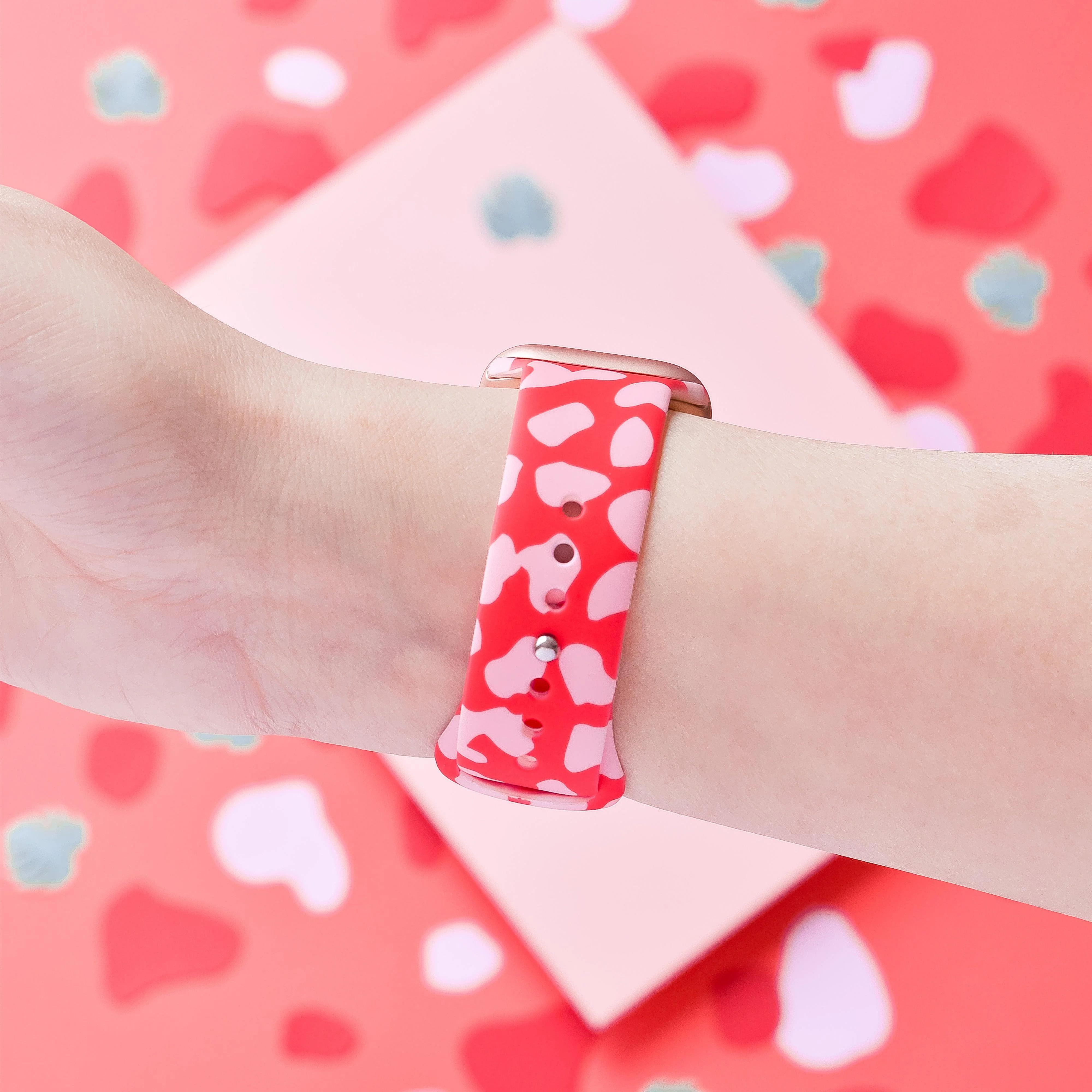Red & Pink Leopard Apple Watch Strap - Image 4