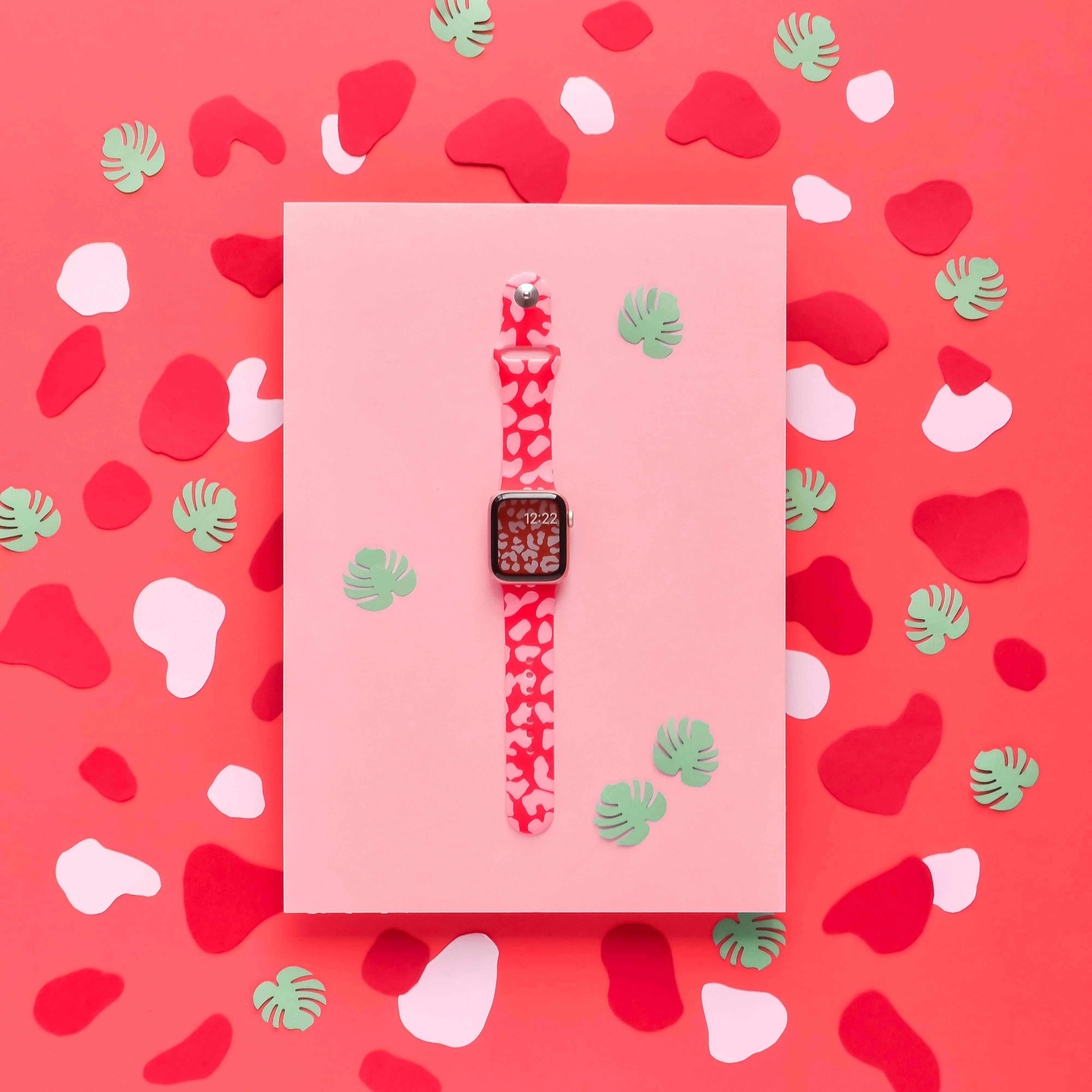 Red & Pink Leopard Apple Watch Strap - Image 6