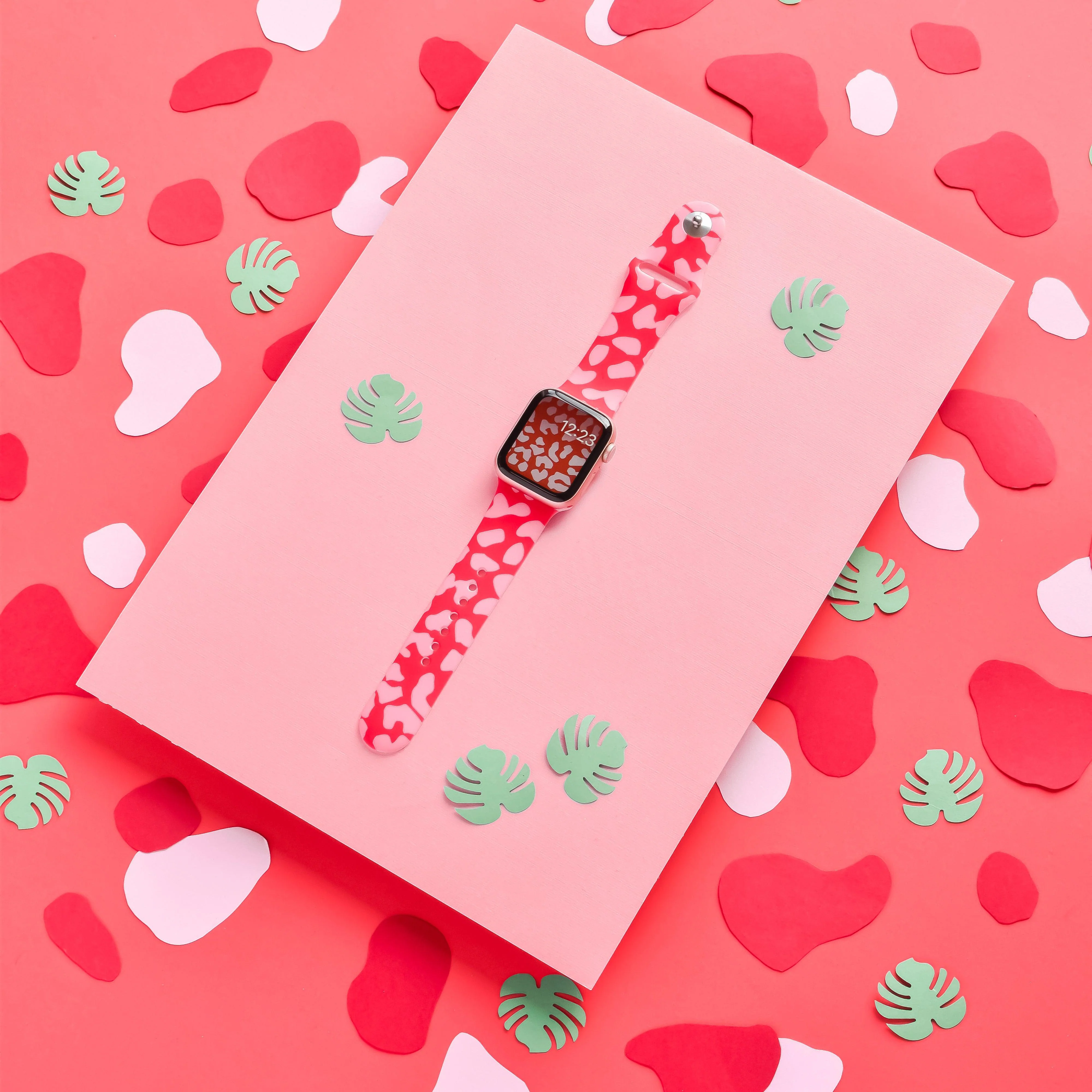 Red & Pink Leopard Apple Watch Strap - Image 7