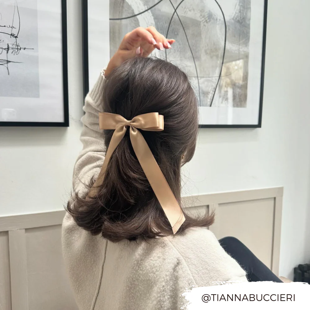 Ribbon Bow Clip - Caramel Nude - Image 4