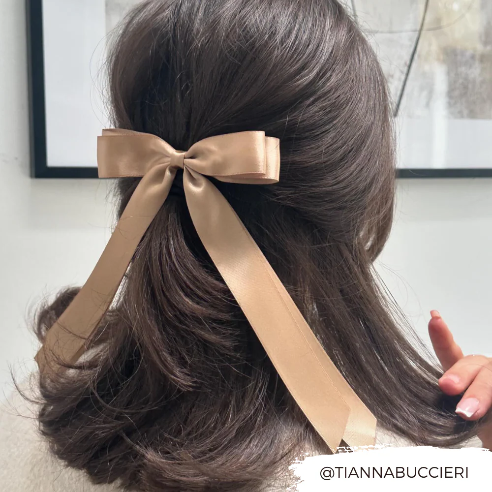 Ribbon Bow Clip - Caramel Nude - Image 6