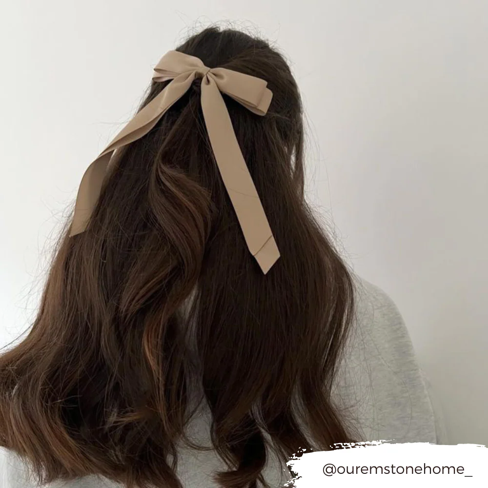 Ribbon Bow Clip - Caramel Nude - Image 8